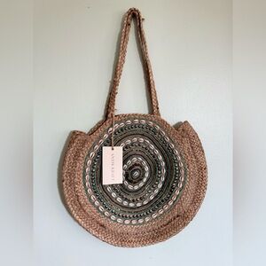 Antik Kraft Natural and Green Circular Tote